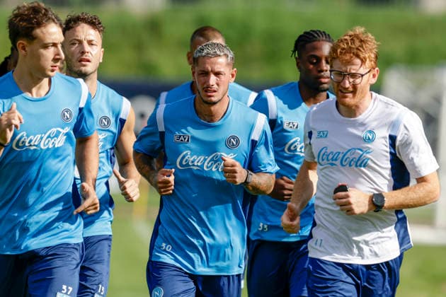 SSC Napoli preseason 2026-27 Napoli s Italian defender Pasquale Mazzocchi during third day SSC Napoli s 2026-27 preseason training camp in val di sole in Trentino, Dimaro Folgarida July, 19 2026. _BPH3393 Copyright: xAntonioxBalascox