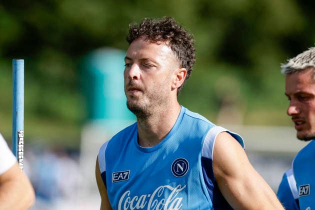 SSC Napoli preseason 2026-27 Napoli s Kosovar defender Amir Rrahmani during third day SSC Napoli s 2026-27 preseason training camp in val di sole in Trentino, Dimaro Folgarida July, 19 2026. _BPH3412 Copyright: xAntonioxBalascox
