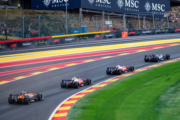 Formula One GP Spa Francorchamps, Belgium. Sunday, July 19, 2026 George Russell 63, Mercedes-AMG Petronas F1 Team and Charles LECLERC 16, Scuderia Ferrari HP and Lewis Hamilton 44, Scuderia Ferrari HP and Oscar Piastri 81, McLaren Mastercard. F1 Team; Formula One GP Spa Francorchamps, Belgium. Sunday, July 19, 2026 *** Formula One Grand Prix at Spa-Francorchamps, Belgium, Sunday, July 19, 2026: George Russell 63, Mercedes AMG Petronas F1 Team; Charles Leclerc 16, Scuderia Ferrari HP; Lewis Hamilton 44, Scuderia Ferrari HP; and Oscar Piastri 81, McLaren Mastercard F1 Team Formula One Grand Prix at Spa-Francorchamps, Belgium Sunday, July 19, 2026 Copyright: xBEAUTIFULxSPORTS Erlhofx