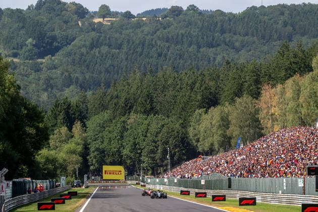 STAVELOT, BELGIUM: Kimi Antonelli, racing for the Mercedes team during the 2026 Formula 1 Belgian Grand Prix at the Circuit de Spa-Francorchamps in Stavelot, Belgium