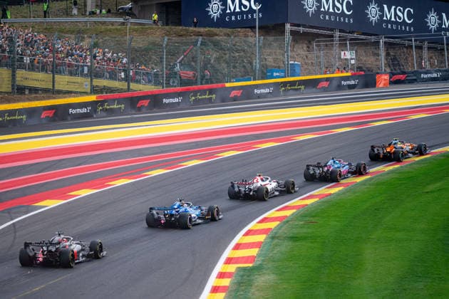 Formula One GP Spa Francorchamps, Belgium. Sunday, July 19, 2026 Lando Norris 1, McLaren Mastercard F1 Team and Pierre Gasly 10, BWT Alpine Formula One Team and Oliver Bearman 87, TGR Haas F1 Team and Alexander Albon 23, Atlassian Williams F1 Team and Nico Huelkenberg 27, Audi Revolut F1 Team; Formula One GP Spa Francorchamps, Belgium. Sunday, July 19, 2026 *** Formula One Grand Prix at Spa-Francorchamps, Belgium, Sunday, July 19, 2026: Lando Norris (1), McLaren Mastercard F1 Team; Pierre Gasly (10), BWT Alpine Formula One Team; Oliver Bearman (87), TGR Haas F1 Team; and Alexander Albon (23), Atlassian Williams F1 Team, and Nico Hülkenberg 27, Audi Revolut F1 Team Formula One Grand Prix at Spa-Francorchamps, Belgium Sunday, July 19, 2026 Copyright: xBEAUTIFULxSPORTS Erlhofx