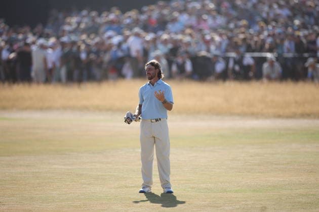 154th Open Golf Championships - Round 4 Tommy Fleetwood of England gestures to the crowd on the 18th hole during the 4th round at the British Open Golf Championships at Royal Birkdale in Southport, Britain, 19 July 2026. SOUTHPORT UNITED KINGDOM  Copyright: xADAMxVAUGHANx