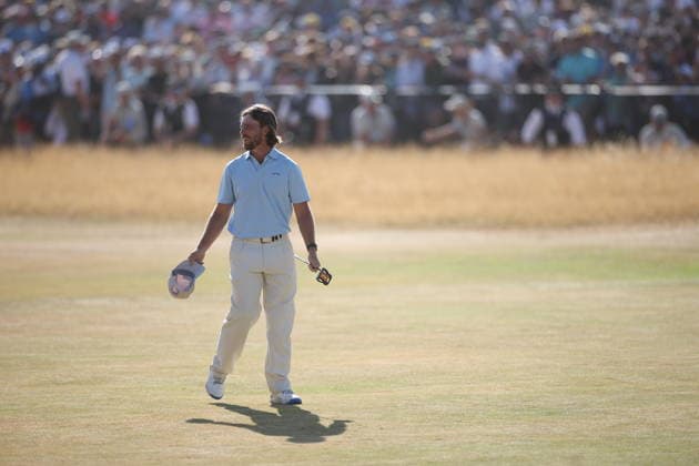 154th Open Golf Championships - Round 4 Tommy Fleetwood of England gestures to the crowd on the 18th hole during the 4th round at the British Open Golf Championships at Royal Birkdale in Southport, Britain, 19 July 2026. SOUTHPORT UNITED KINGDOM  Copyright: xADAMxVAUGHANx