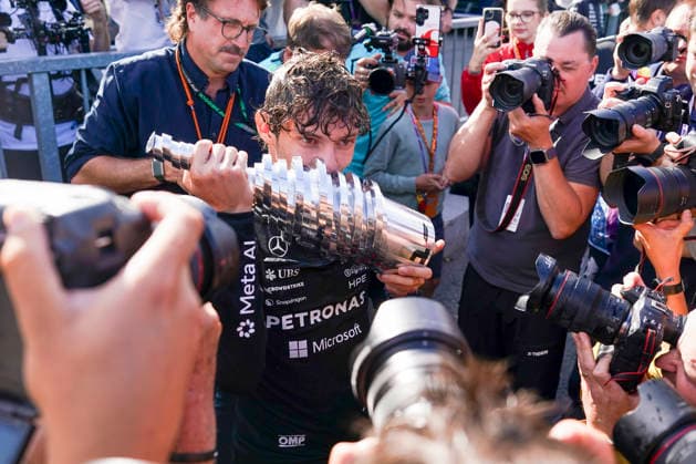 FORMULA ONE BELGIAN GRAND PRIX 2026 Kimi Antonelli 12 (ITA) Mercedes celebrates with the trophy after winning the race during the Formula 1 Moet & Chandon Belgian Grand Prix 2026, 10th round of the 2026 Formula 1 World Championship, WM, Weltmeisterschaft from 17th - 19th July 2026 at Circuit de Spa-Francorchamps, Stavelot, Belgium. Credit: Robbie Hoad Every Second Media Editorial use only. All images are copyright Every Second Media Limited. No images may be reproduced without prior permission. Copyright: xIMAGO EveryxSecondxMediax ESM-2070-0466 RobbiexHoadx xEveryxSecondxMediax
