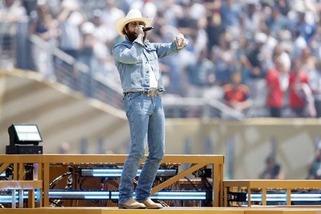 EAST RUTHERFORD, NEW JERSEY - Post Malone during the FIFA World Cup, WM, Weltmeisterschaft, Fussball 2026â ¢ closing ceremony preceding the FIFA World Cup 2026 final between Spain and Argentina at the New York New Jersey Stadium on July 19, 2026, in East Rutherford, New Jersey, United States. MAURICE VAN STEEN ANP World Cup Soccer 2026 xVIxANPxSportx xMauricexvanxSteenxIVx 563854381 originalFilename: 563854381.jpg