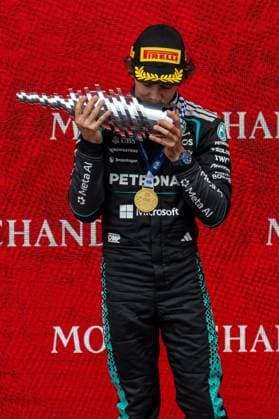 Mercedes Italian rider Kimi Antonelli celebrates on the podium after winning the Grand Prix F1 of Belgium race, in Spa-Francorchamps, Sunday 19 July 2026. The Spa-Francorchamps Formula One Grand Prix takes place this weekend, from July 17th to July 19th. JONASxROOSENS  x181491691x