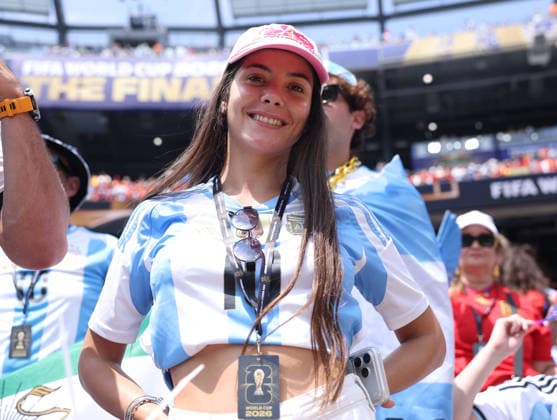 New Jersey, USA, 19th July 2026. Argentinian fan before the Spain vs Argentina FIFA World Cup, WM, Weltmeisterschaft, Fussball final match at the Metlife Stadium, New Jersey. Picture credit should read: Paul Terry Sportimage EDITORIAL USE ONLY. No use with unauthorised audio, video, data, fixture lists, club league logos or live services. Online in-match use limited to 120 images, no video emulation. No use in betting, games or single club league player publications. SPI_015_PT_Spain_Argentina SPI-4862-0018
