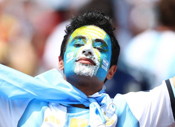 New Jersey, USA, 19th July 2026. Argentinian fan before the Spain vs Argentina FIFA World Cup, WM, Weltmeisterschaft, Fussball final match at the Metlife Stadium, New Jersey. Picture credit should read: Paul Terry Sportimage EDITORIAL USE ONLY. No use with unauthorised audio, video, data, fixture lists, club league logos or live services. Online in-match use limited to 120 images, no video emulation. No use in betting, games or single club league player publications. SPI_016_PT_Spain_Argentina SPI-4862-0019