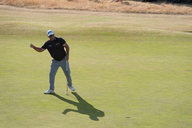 SOUTHPORT, ENGLAND - JULY 19: Ryan Fox (NZ) celebrates after he holes the winning put on the 72nd hole to win the 154th Open Championship at the Royal Birkdale Golf Club, Southport on July 19, 2026 in Merseyside, England The 154th British Open Championship