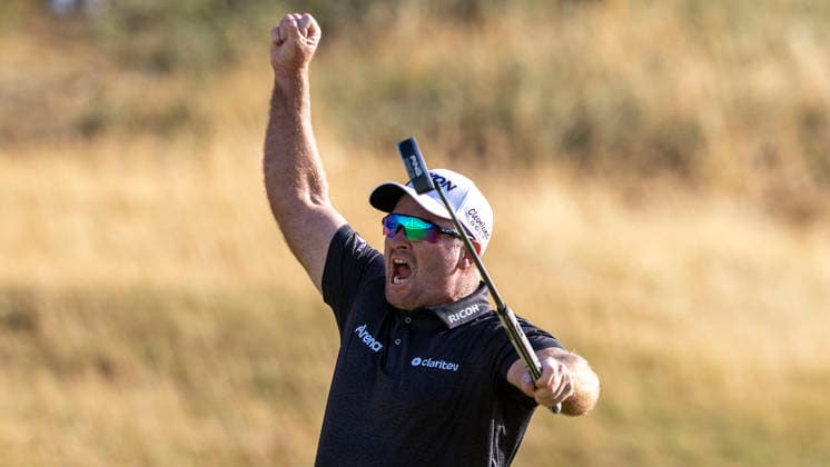 SOUTHPORT, ENGLAND 20260719 Ryan Fox, New Zeeland, jublar han efter att ha sänkt segerputten för birdie pa det artonde halet och vinner The Open Championship pa Royal Birkdale Golf Club. SOUTHPORT ENGLAND x1019x *** SOUTHPORT, ENGLAND 20260719 Ryan Fox of New Zealand celebrates after sinking the winning birdie putt on the 18th hole to win The Open Championship at Royal Birkdale Golf Club, SOUTHPORT, ENGLAND x1019x  Copyright: xChristerxHöglund TTx BRITISH OPEN CHAMPIONSHIP