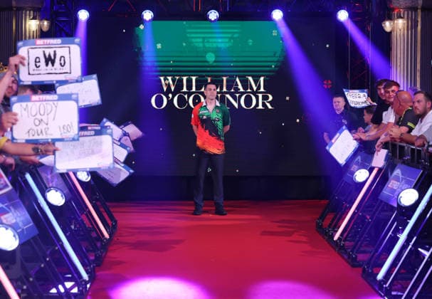 World Matchplay Darts 2026 William O Connor during the 2026 World Matchplay darts at Winter Gardens, Blackpool, UK on 19 July 2026. Blackpool Winter Gardens UK Editorial use only , Copyright: xChrisxSargeantx PSI-24526-0149