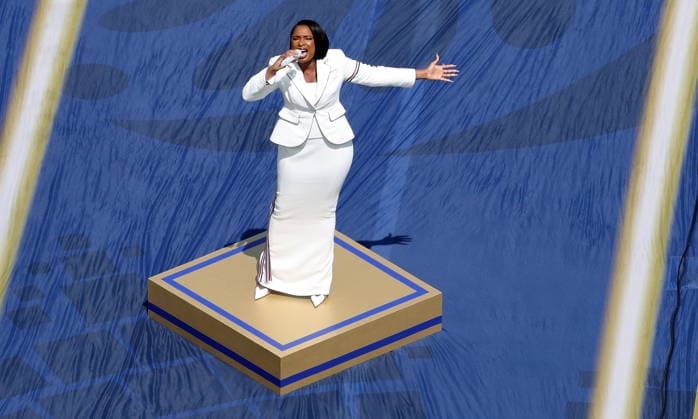 Sport Themen der Woche KW29 Sport Bilder des Tages FIFA World Cup, WM, Weltmeisterschaft, Fussball 2026 final - Spain vs Argentina US singer Jennifer Hudson performs the US national anthem ahead of the FIFA World Cup 2026 final match Spain against Argentina, in New Jersey, USA, 19 July 2026. EAST RUTHERFORD United States  Copyright: xSARAHxYENESELx