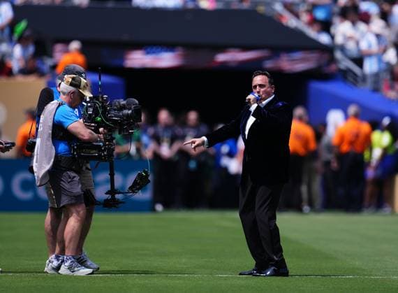 Spain v Argentina - FIFA World Cup, WM, Weltmeisterschaft, Fussball 2026 - Final EAST RUTHERFORD, NEW JERSEY - JULY 19: Christopher Macchio performs before the FIFA World Cup 2026 Final match between Spain and Argentina at New York New Jersey Stadium in East Rutherford, New Jersey, USA, on July 19, 2026. Jose Hernandez Anadolu New Jersey United States. Editorial use only. Please get in touch for any other usage.  Copyright: x2026xAnadoluxJosexHernandezx