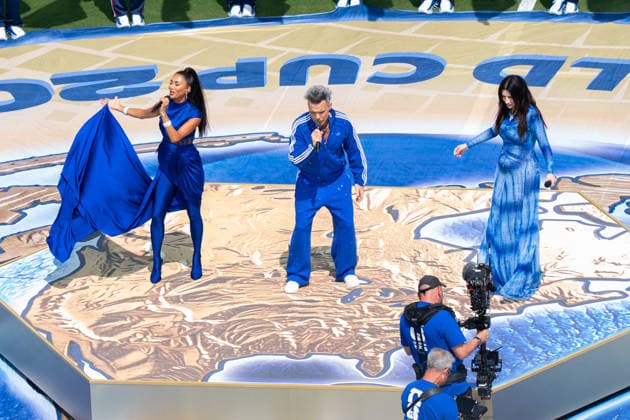 Nicole Scherzinger, Robbie Williams und Laura Pausini FIFA World Cup, WM, Weltmeisterschaft, Fussball 2026 Final: Spanien v Argentinien 19 July 2026, FIFA World Cup 2026 Finale: Spanien v Argentinien (Final) at New York New Jersey Stadium in East Rutherford, New Jersey, USA. Photo: Marco Bader *** Nicole Scherzinger, Robbie Williams, and Laura Pausini at the 2026 FIFA World Cup Final: Spain vs. Argentina on July 19, 2026, at New York New Jersey Stadium in East Rutherford, New Jersey, USA. Photo by Marco Bader Copyright: HMBxMedia xMarcoxBader