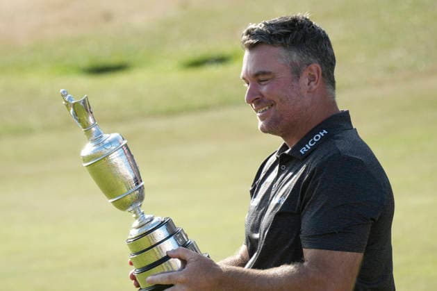 SOUTHPORT, ENGLAND - JULY 19: Ryan Fox (NZ) looks at the Claret Jug after winning the 154th Open Championship at the Royal Birkdale Golf Club, Southport on July 19, 2026 in Merseyside, England The 154th British Open Championship