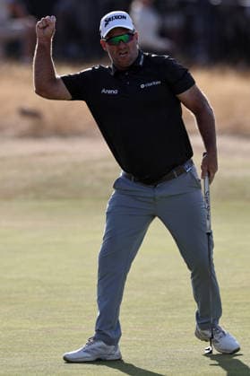RECORD DATE NOT STATED 19th July 2026; Royal Birkdale Golf Club, Southport, Merseyside, England; The Open Championship Final Day; Ryan Fox (NZ) celebrates after his putt on the 18th green drops in the hole DavidxBlunsden