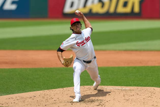 July 19, 2026: Cleveland Guardians pitcher Joey Cantillo (54) throws a pitch during the third inning of the Major League Baseball game between the Pittsburgh Pirates and Cleveland Guardians at Progressive Field in Cleveland, Ohio. CSM Cleveland United States of America - ZUMAc04_ 20260719_zma_c04_003 Copyright: xBrianxFisherx