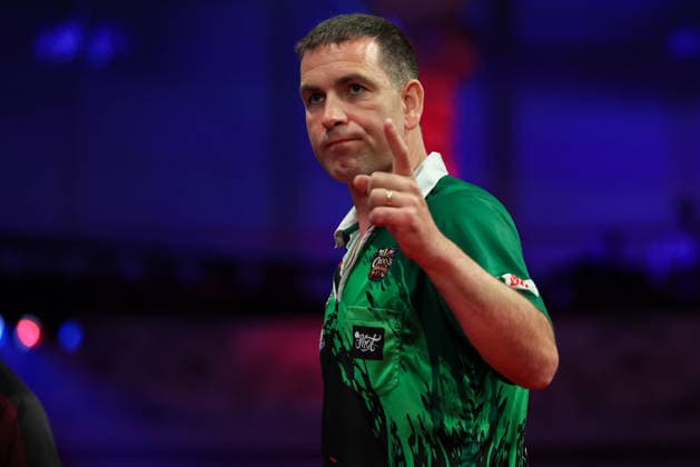 RECORD DATE NOT STATED 19th July 2026, Winter Gardens, Blackpool, Lancashire, England; 2026 Betfred World Matchplay Darts, Day Two; William O Connor reacts during his game against Ryan Searle AidanxHunter