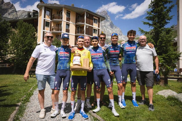 62 Giro Ciclistico Valle DAosta TURIM, TU - 19.07.2026: 62 GIRO CICLISTICO VALLE DAOSTA - Cycling - 62nd Giro Ciclistico Valle D& 39;Aosta - 4th and final stage, from Valtournenche to Breuil-Cervinia in Italy, held this Sunday (19). In the photo, Henrique Bravo (BRA), from the Soudal Quick-Step Development team, winner of the 62nd Giro. (Photo: Luca Castro Fotoarena) x2986911x  LucaxCastro