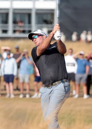 New Zealand s Ryan Fox plays a fairway iron on the 15th hole at the 154th Open Championship at Royal Birkdale in Southport, on Sunday, July 19, 2026. Cox won the tournament with a score of ten under par.  LON2026071925 HUGOxPHILPOTT