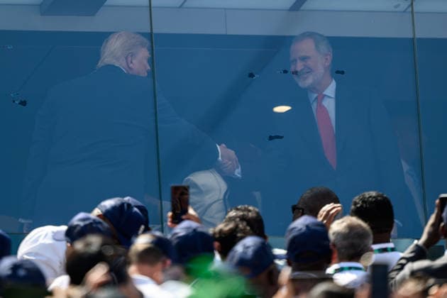 260719 Donald Trump, President of USA, and King Felipe VI of Spain, during the FIFA World Cup, WM, Weltmeisterschaft, Fussball 2026 final football match between Spain and Argentina on July 19, 2026 in East Rutherford, New Jersey. Photo: Joel Marklund BILDBYRAN kod JM JM0829 bbeng fotboll football soccer fotball vm fotbolls-vm fotball-vm fotbolls-vm 2026 fifa world cup 2026 final *** July 19, 2026: Donald Trump, President of the United States, and King Felipe VI of Spain, during the 2026 FIFA World Cup final soccer match between Spain and Argentina on July 19, 2026 in East Rutherford, New Jersey. Photo by Joel Marklund. BILDBYRAN code JM JM0829 bbeng soccer football soccer World Cup soccer World Cup 2026 FIFA World Cup 2026 final  Copyright: JOELxMARKLUND BB260719JM026