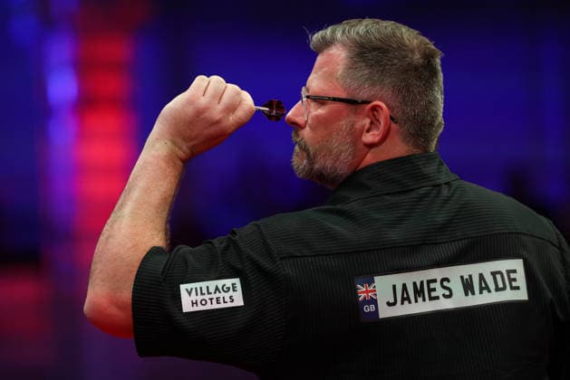 RECORD DATE NOT STATED 19th July 2026, Winter Gardens, Blackpool, Lancashire, England; 2026 Betfred World Matchplay Darts, Day Two; James Wade in action at the oche during his game against Jermaine Wattimena AidanxHunter