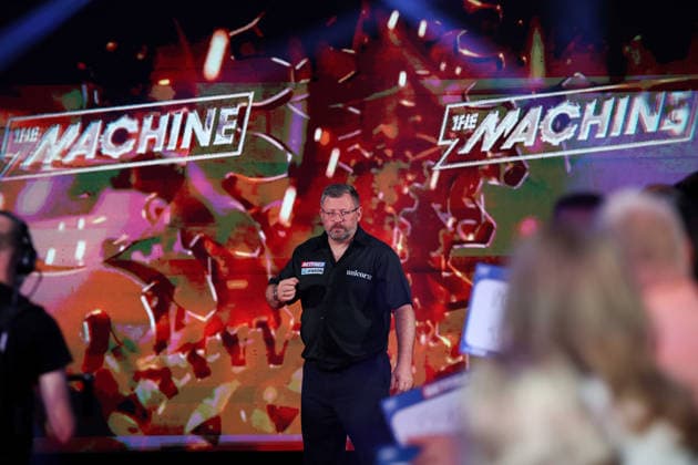 RECORD DATE NOT STATED 19th July 2026, Winter Gardens, Blackpool, Lancashire, England; 2026 Betfred World Matchplay Darts, Day Two; James Wade during his walk on AidanxHunter