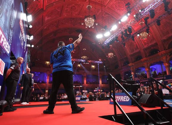 World Matchplay Darts 2026 Jermaine Wattimena during the 2026 World Matchplay darts at Winter Gardens, Blackpool, UK on 19 July 2026. Blackpool Winter Gardens UK Editorial use only , Copyright: xChrisxSargeantx PSI-24526-0184