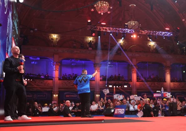 World Matchplay Darts 2026 Jermaine Wattimena during the 2026 World Matchplay darts at Winter Gardens, Blackpool, UK on 19 July 2026. Blackpool Winter Gardens UK Editorial use only , Copyright: xChrisxSargeantx PSI-24526-0185