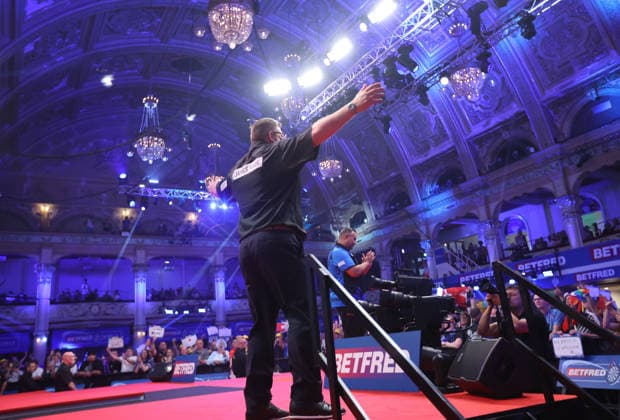 World Matchplay Darts 2026 James Wade during the 2026 World Matchplay darts at Winter Gardens, Blackpool, UK on 19 July 2026. Blackpool Winter Gardens UK Editorial use only , Copyright: xChrisxSargeantx PSI-24526-0187