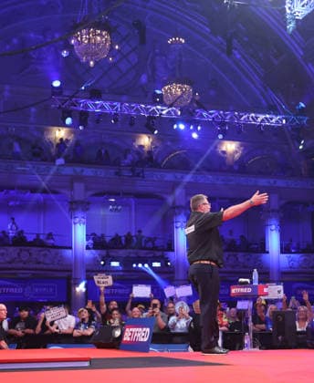 World Matchplay Darts 2026 James Wade during the 2026 World Matchplay darts at Winter Gardens, Blackpool, UK on 19 July 2026. Blackpool Winter Gardens UK Editorial use only , Copyright: xChrisxSargeantx PSI-24526-0188