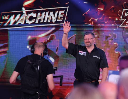 World Matchplay Darts 2026 James Wade during the 2026 World Matchplay darts at Winter Gardens, Blackpool, UK on 19 July 2026. Blackpool Winter Gardens UK Editorial use only , Copyright: xChrisxSargeantx PSI-24526-0192