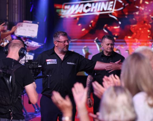 World Matchplay Darts 2026 James Wade during the 2026 World Matchplay darts at Winter Gardens, Blackpool, UK on 19 July 2026. Blackpool Winter Gardens UK Editorial use only , Copyright: xChrisxSargeantx PSI-24526-0193