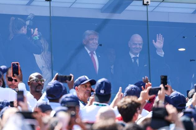 RECORD DATE NOT STATED FIFA World Cup, WM, Weltmeisterschaft, Fussball 2026 - Final - Spain v Argentina U.S. President Donald Trump and 2026 FIFA President Gianni Infantino during the FIFA World Cup final between Spain and Argentina at New York New Jersey Stadium, in East Rutherford, United States, on Sunday, July 19, 2026.(Foto: William Volcov Brazil Photo Press IMAGO) Sports East Rutherford NJ United States Copyright: xWILLIAMxVOLCOVx