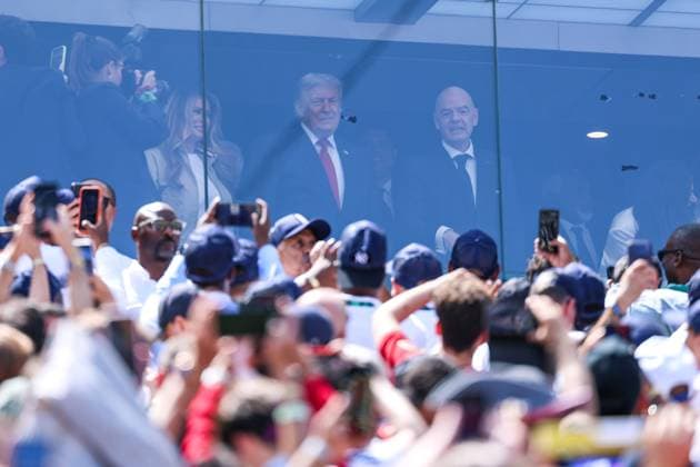 RECORD DATE NOT STATED FIFA World Cup, WM, Weltmeisterschaft, Fussball 2026 - Final - Spain v Argentina U.S. President Donald Trump and 2026 FIFA President Gianni Infantino during the FIFA World Cup final between Spain and Argentina at New York New Jersey Stadium, in East Rutherford, United States, on Sunday, July 19, 2026.(Foto: William Volcov Brazil Photo Press IMAGO) Sports East Rutherford NJ United States Copyright: xWILLIAMxVOLCOVx
