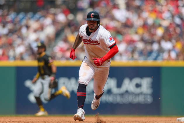 July 19, 2026: Cleveland Guardians third baseman Gabriel Arias (13) runs towards third base during the fifth inning of the Major League Baseball game between the Pittsburgh Pirates and Cleveland Guardians at Progressive Field in Cleveland, Ohio. CSM Cleveland United States of America - ZUMAc04_ 20260719_zma_c04_025 Copyright: xBrianxFisherx