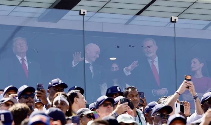 RECORD DATE NOT STATED Spain vs Argentina Final FIFA World Cup, WM, Weltmeisterschaft, Fussball 2026. (SPO) Spain vs Argentina Final FIFA World Cup 2026. July 19, 2026, New Jersey, USA: US President Donald Trump, wife,Melanie, King of Spain Fp elipe VI, Gianni Infantino FIFA president during soccer match between Spain and Argentina in the final of FIFA World Cup 2026 at New Jersey New York stadium in New Jersey. Credit: Niyi Fote Thenews2(Foto: Niyi Fote Thenews2 imago images) SPO  Copyright: xNiyixFotex