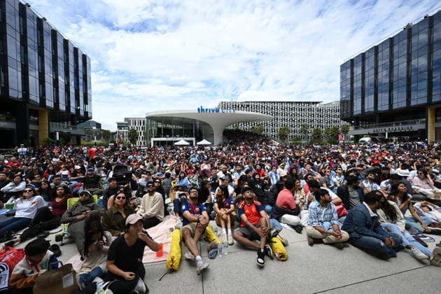 Watch party in San Francisco for Spain vs Argentina - FIFA World Cup, WM, Weltmeisterschaft, Fussball Final 2026 SAN FRANCISCO, CALIFORNIA - JULY 19: Fans of Spain and Argentina gather outside of Chase Center at Thrive City in San Francisco, California, United States on July 19, 2026 to watch the 2026 FIFA World Cup Final match between Spain vs Argentina which held at MetLife Stadium in New Jersey, USA. Tayfun Coskun Anadolu California United States. Editorial use only. Please get in touch for any other usage.  Copyright: x2026xAnadoluxTayfunxCoskunx
