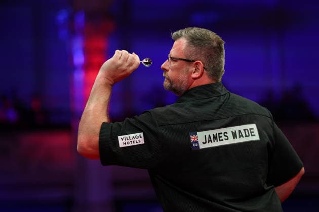 RECORD DATE NOT STATED 19th July 2026, Winter Gardens, Blackpool, Lancashire, England; 2026 Betfred World Matchplay Darts, Day Two; James Wade in action at the oche in his game against Jermaine Wattimena AidanxHunter