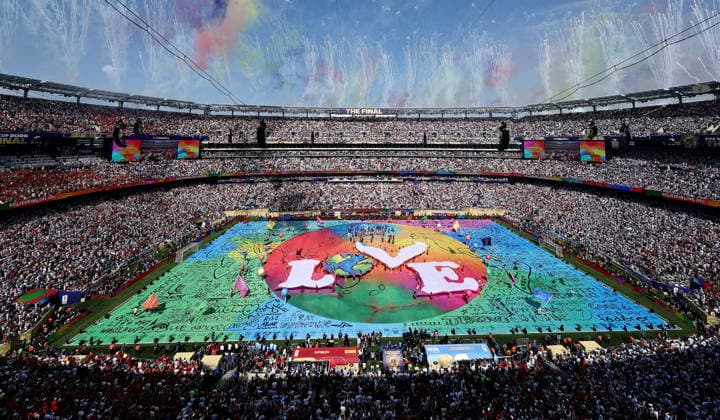 FIFA World Cup, WM, Weltmeisterschaft, Fussball 2026 final - Spain vs Argentina General view of the stadium during the halftime show of the FIFA World Cup 2026 final match Spain against Argentina, in New Jersey, USA, 19 July 2026. EAST RUTHERFORD United States  Copyright: xRONALDxWITTEKx