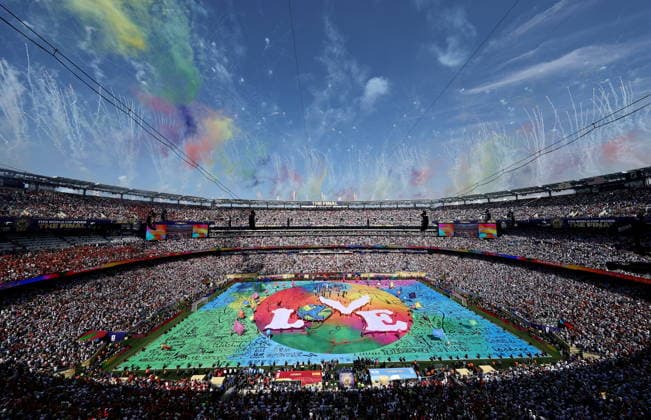 FIFA World Cup, WM, Weltmeisterschaft, Fussball 2026 final - Spain vs Argentina General view of the stadium during the halftime show of the FIFA World Cup 2026 final match Spain against Argentina, in New Jersey, USA, 19 July 2026. EAST RUTHERFORD United States  Copyright: xRONALDxWITTEKx