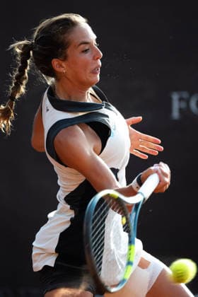 IPA86819069 - Lucia Bronzetti of Italy faces off against Francesca Jones of Great Britain in the singles final at the 2026 ATV BANCOMAT Tennis Open at Circolo Antico Tiro a Volo in Rome, Italy  Copyright: xMarioxQuartapelle IPAxSportx xx 86819069