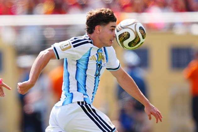 Spain v Argentina - FIFA World Cup, WM, Weltmeisterschaft, Fussball 2026 - Final EAST RUTHERFORD, NEW JERSEY - JULY 19: Julian Alvarez of Argentina in action during the FIFA World Cup 2026 Final match between Spain and Argentina at New York New Jersey Stadium in East Rutherford, New Jersey, USA on July 19, 2026. Evrim Aydin Anadolu New Jersey United States. Editorial use only. Please get in touch for any other usage.  Copyright: x2026xAnadoluxEvrimxAydinx