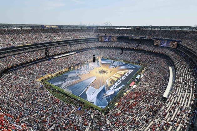 (260720) -- NEW JERSEY, July 20, 2026 -- Actors perform before the final match between Spain and Argentina at the 2026 FIFA World Cup, WM, Weltmeisterschaft, Fussball at the New York New Jersey Stadium, the United States, July 19, 2026. ) (SP)U.S.-NEW JERSEY-FOOTBALL-FIFA WORLD CUP-FINAL-ESP VS ARG HuxXingyu 
