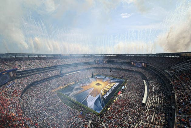 (260720) -- NEW JERSEY, July 20, 2026 -- Actors perform before the final match between Spain and Argentina at the 2026 FIFA World Cup, WM, Weltmeisterschaft, Fussball at the New York New Jersey Stadium, the United States, July 19, 2026. ) (SP)U.S.-NEW JERSEY-FOOTBALL-FIFA WORLD CUP-FINAL-ESP VS ARG HuxXingyu 