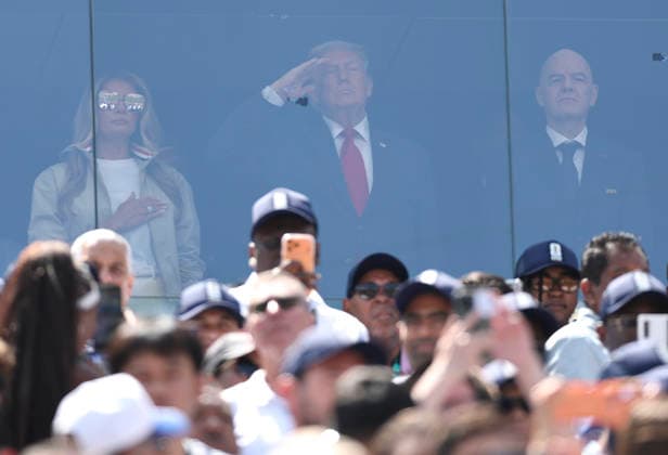 (260720) -- NEW JERSEY, July 20, 2026 -- U.S. President Donald Trump (top C) and FIFA President Gianni Infantino (top R) are seen before the final match between Spain and Argentina at the 2026 FIFA World Cup, WM, Weltmeisterschaft, Fussball at the New York New Jersey Stadium, the United States, July 19, 2026. ) (SP)U.S.-NEW JERSEY-FOOTBALL-FIFA WORLD CUP-FINAL-ESP VS ARG LixMing 