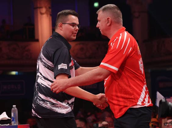 World Matchplay Darts 2026 Gian van Veen during the 2026 World Matchplay darts at Winter Gardens, Blackpool, UK on 19 July 2026. Blackpool Winter Gardens UK Editorial use only , Copyright: xChrisxSargeantx PSI-24526-0228