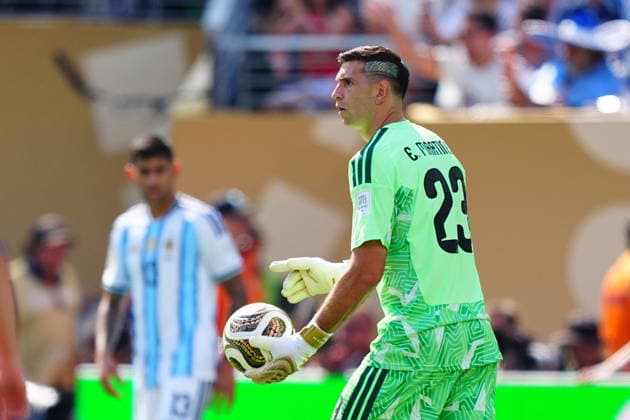 Spain v Argentina - FIFA World Cup, WM, Weltmeisterschaft, Fussball 2026 - Final EAST RUTHERFORD, NEW JERSEY - JULY 19: Emiliano Martinez of Argentina in action during the FIFA World Cup 2026 Final match between Spain and Argentina at New York New Jersey Stadium in East Rutherford, New Jersey, USA on July 19, 2026. Evrim Aydin Anadolu New Jersey United States. Editorial use only. Please get in touch for any other usage.  Copyright: x2026xAnadoluxEvrimxAydinx