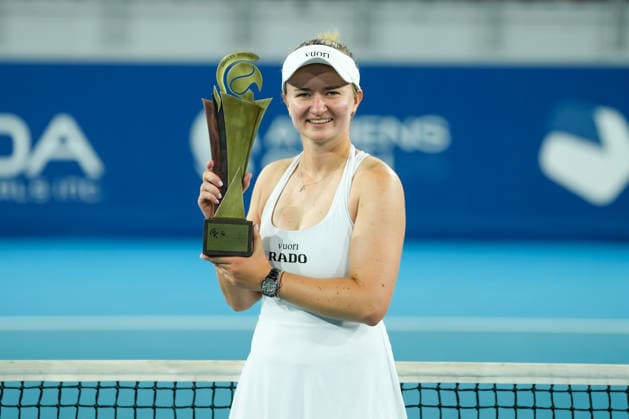Vanda Pharmaceuticals Athens Open - Day 7 Winner and third seed Barbora Krejcikova (CZE) poses with the trophy following the Singles Final at the 2026 Vanda Pharmaceuticals Athens Open Women s tennis tournament at the Athens Olympic Tennis Centre in Athens, Greece. Athens Greece  Copyright: xOwenxHammondx originalFilename:hammond-2026vand260719_npCSm.jpg
