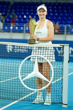Vanda Pharmaceuticals Athens Open - Day 7 Winner and third seed Barbora Krejcikova (CZE) poses with the trophy following the Singles Final at the 2026 Vanda Pharmaceuticals Athens Open Women s tennis tournament at the Athens Olympic Tennis Centre in Athens, Greece. Athens Greece  Copyright: xOwenxHammondx originalFilename:hammond-2026vand260719_npAjQ.jpg